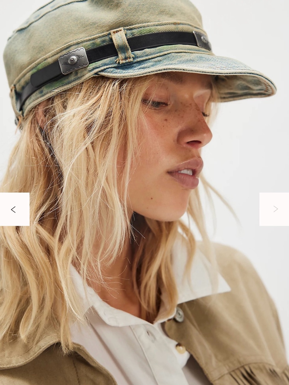 Free People Washed Denim Cadet Hat Cap - Picture 2 of 5